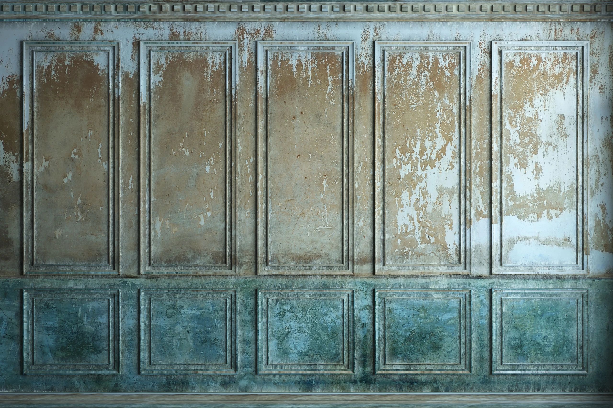 Textured older wall panelling showing preparation and restoration surface detail